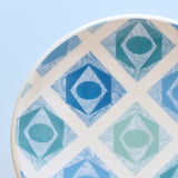 Plate, Medium w. Diamond Hexes in Blues