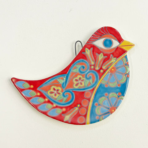 Ornament, Red Folk Bird