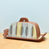 Butter Dish w. Ellipse Stripes in Cools