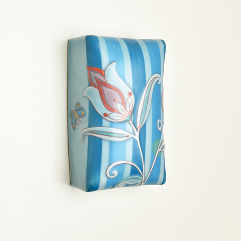 Wall Pillow, Floral on Stripes