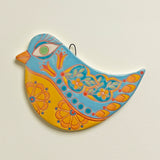 Ornament, Folk Bird in Sky Blue