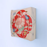 Wall Pillow, Rose Botanical & Text in Red