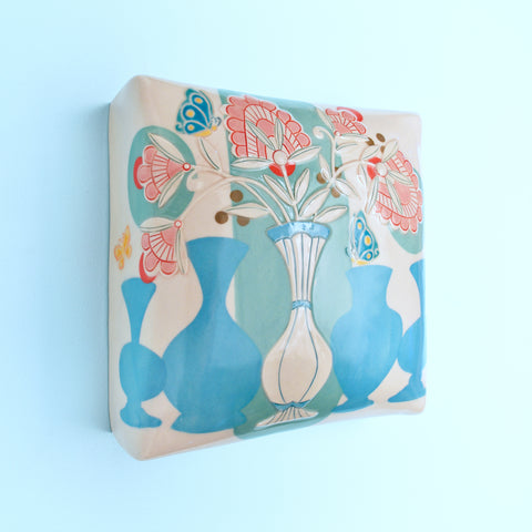 Wall Pillow, Botanical Bouquet & Vases