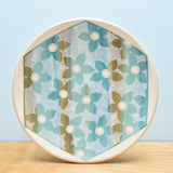 Plate, Largish Ombre Stripe Flora in Greens