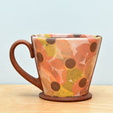 Squattie cup, Large Dazzle Floral w. Tangerine