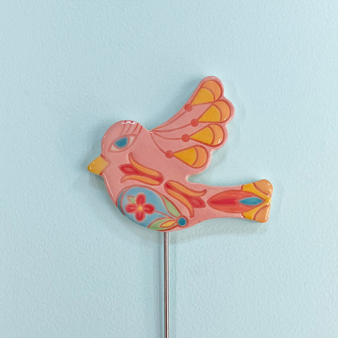 Plant Stake, Pink Bird in Flight