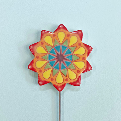 Plant Stake, Rainbow Mandala