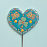 Plant Stake, Blue Clover Heart