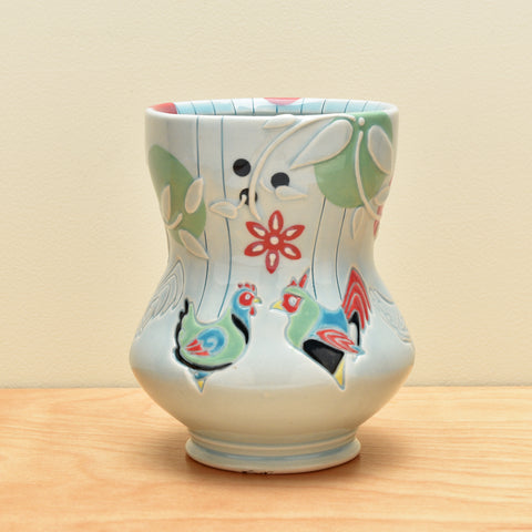 Vignette cup, Hen & Rooster in Frost gloss