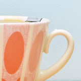 Squattie cup, Ellipse Stripes in Tangerine & Salmon